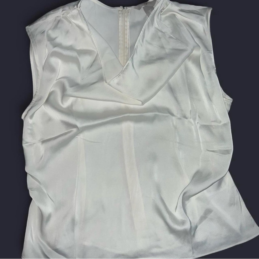 NWT White Satin Cowl Neck Sleeveless Blouse - Picture 4 of 7